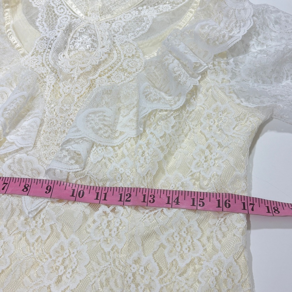 Vintage Gunne Sax Gunnies Lace Blouse Ivory Victorian Ruffle High Neck Top 13 - Picture 4 of 9